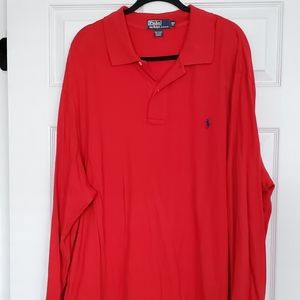 Men's polo shirt 3XL RED long sleeve